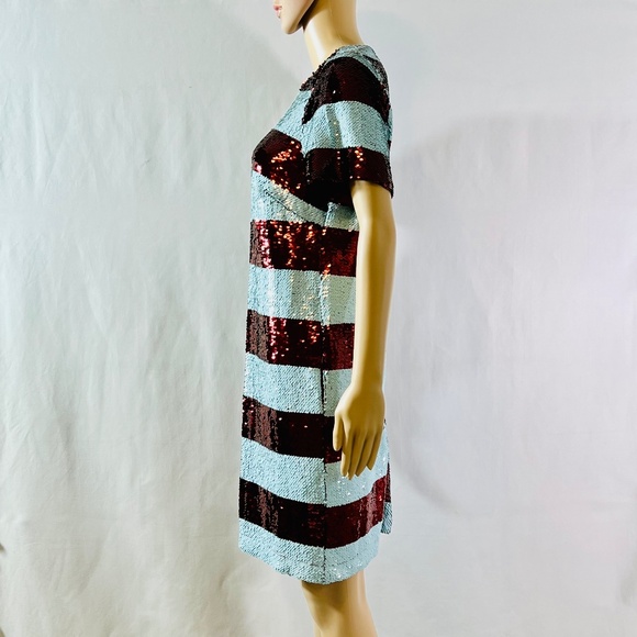NWT Anthropologie Maeve Short-sleeve Sequin Striped Mini Dress Size S - Picture 3 of 12